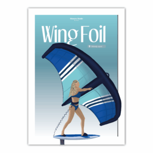 Affiche Wing foil bleu (femme)