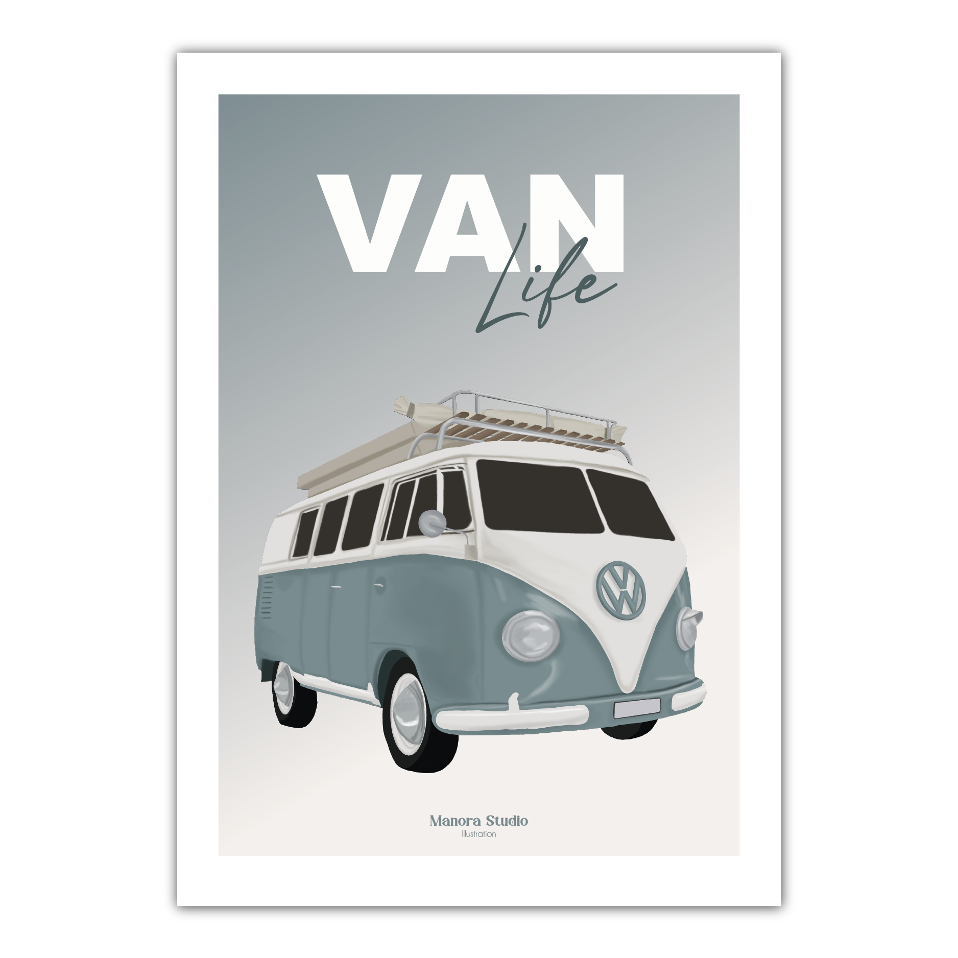 Affiche Van Life Bleu
